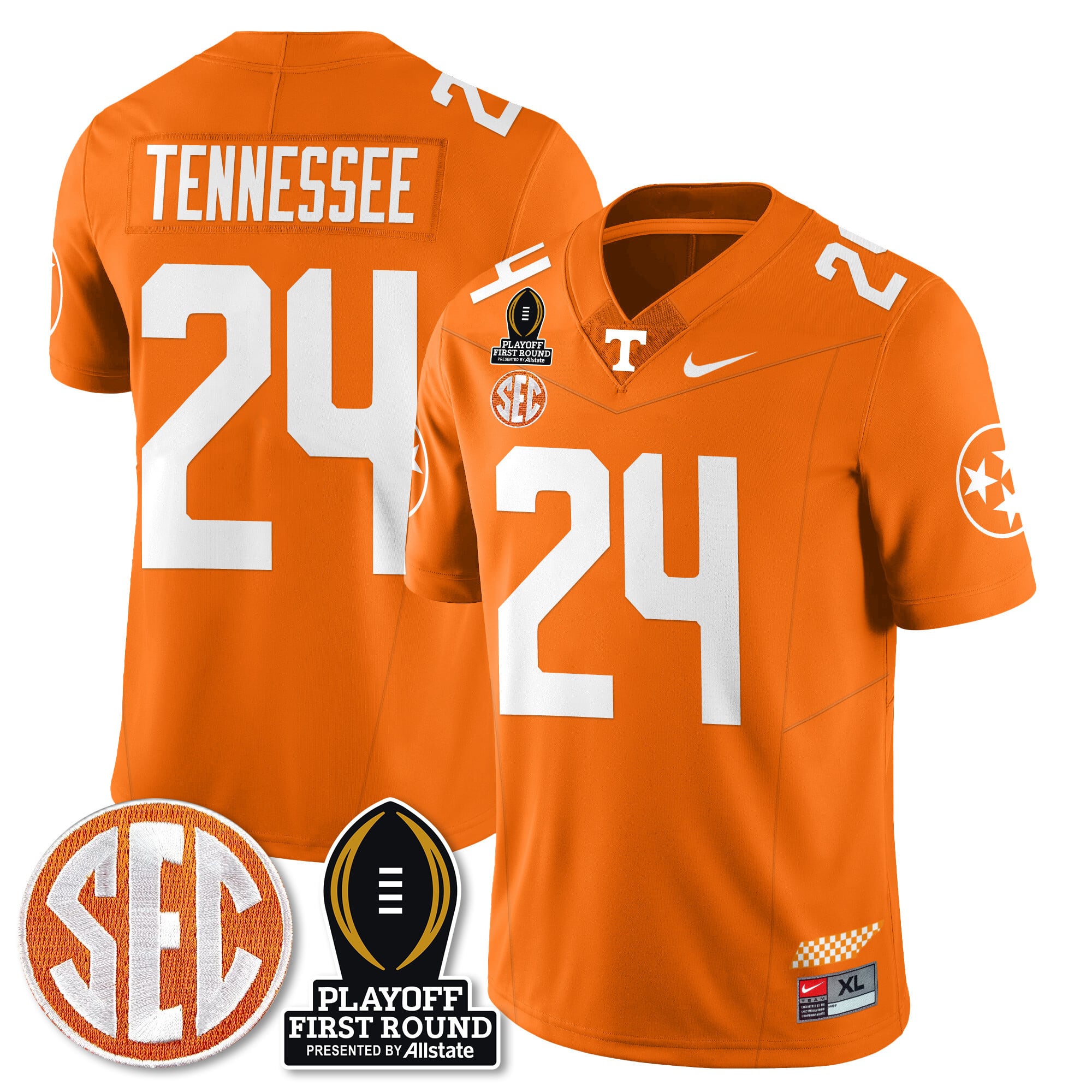 Men's Tennessee Volunteers Football Jersey - Playoff First Round Patch - All Stitched