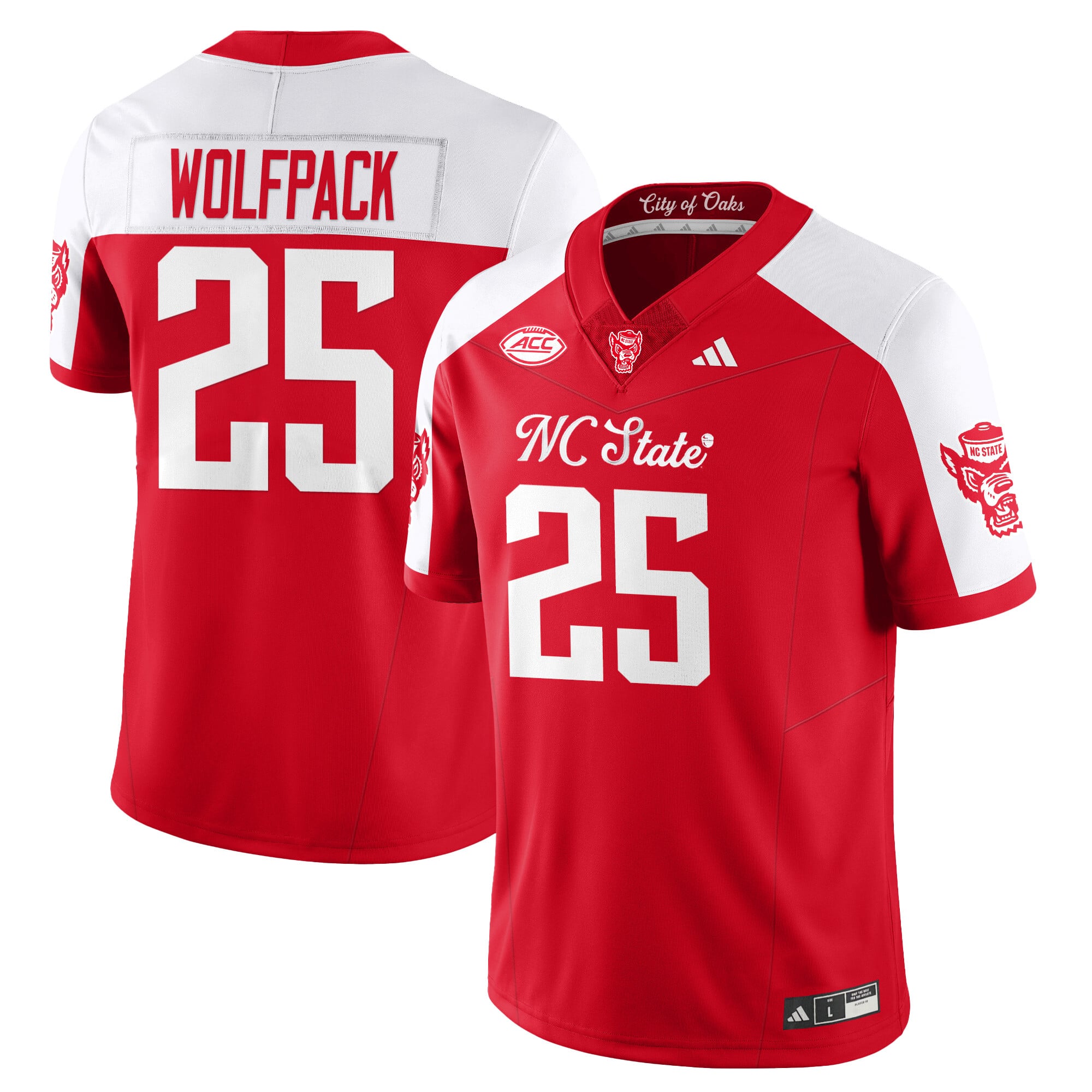 Women's NC State Wolfpack Football "City of Oaks" Jersey - All Stitched