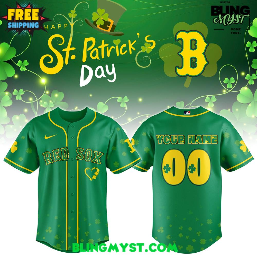 Boston Red Sox St. Patrick’s Day 2026 Baseball Jersey - Lucky Gold Drip Edition