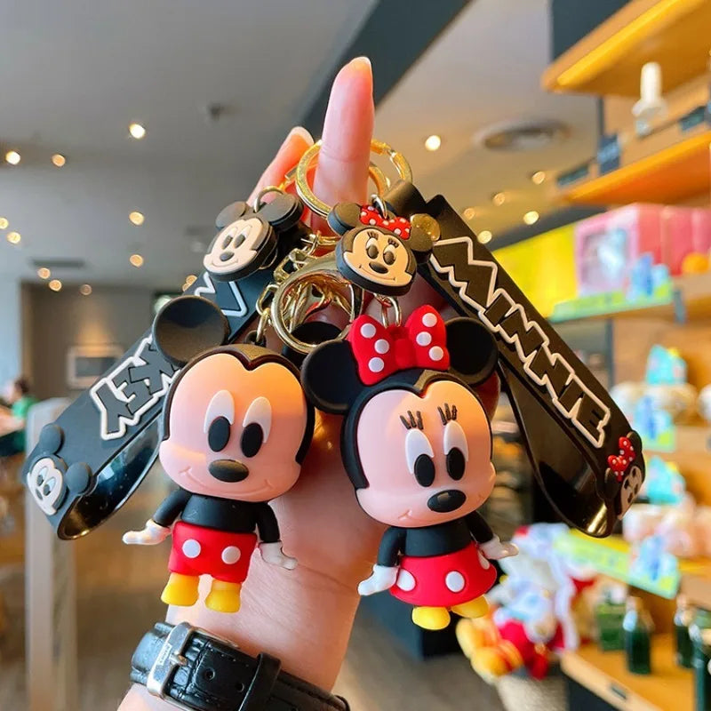 Creative cartoon anime couple pendant keychain Mickey Mouse Minnie Star Stitch key ring decoration key chain bag car pendant