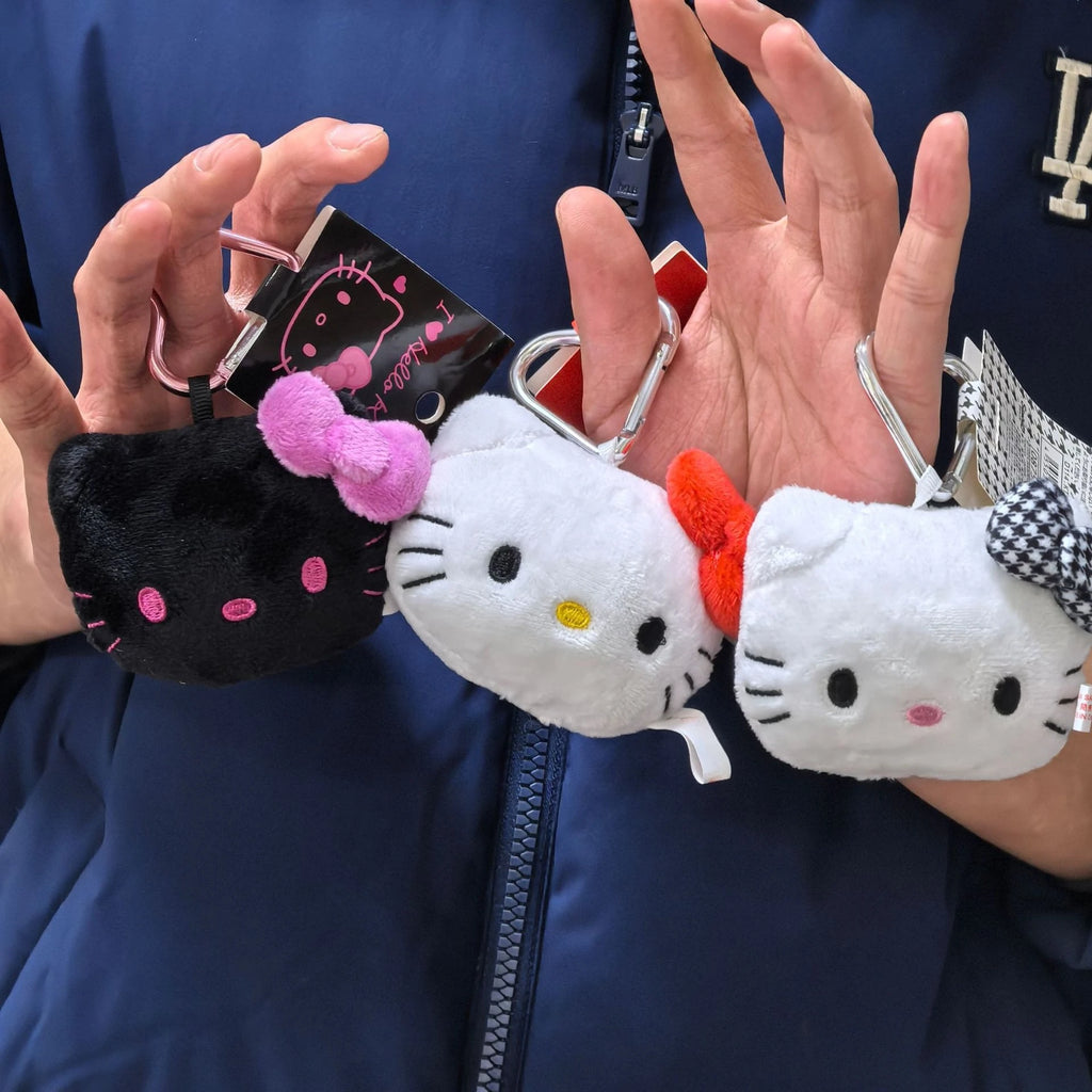 Kawaii Hello Kitty Plush Keychain Cute Cat Head Multi-style Stuffed Pendant Bag Charm Backpack Decor Accessories Gift for Friend