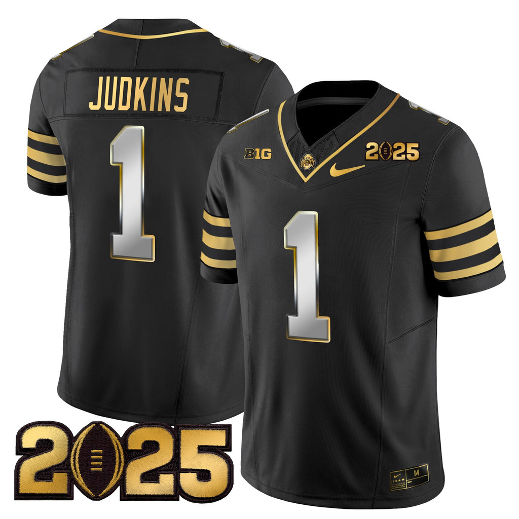 Men's Ohio State Buckeyes 'Heritage Stripe' CFP Final Patch Gold Vapor Limited Jersey - All Stitched