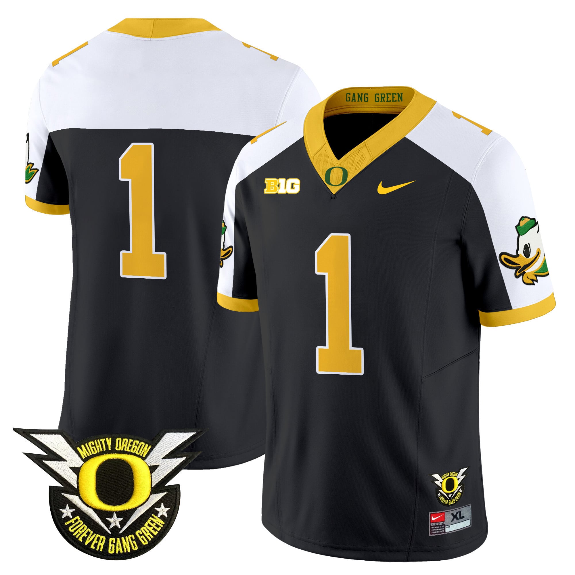 Men's Oregon Ducks 2024 Forever Gang Green & BIG Patch Vapor Limited Jersey - All Stitched