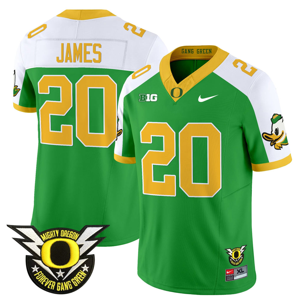 Men's Oregon Ducks 2024 Forever Gang Green & BIG Patch Vapor Limited Jersey - All Stitched