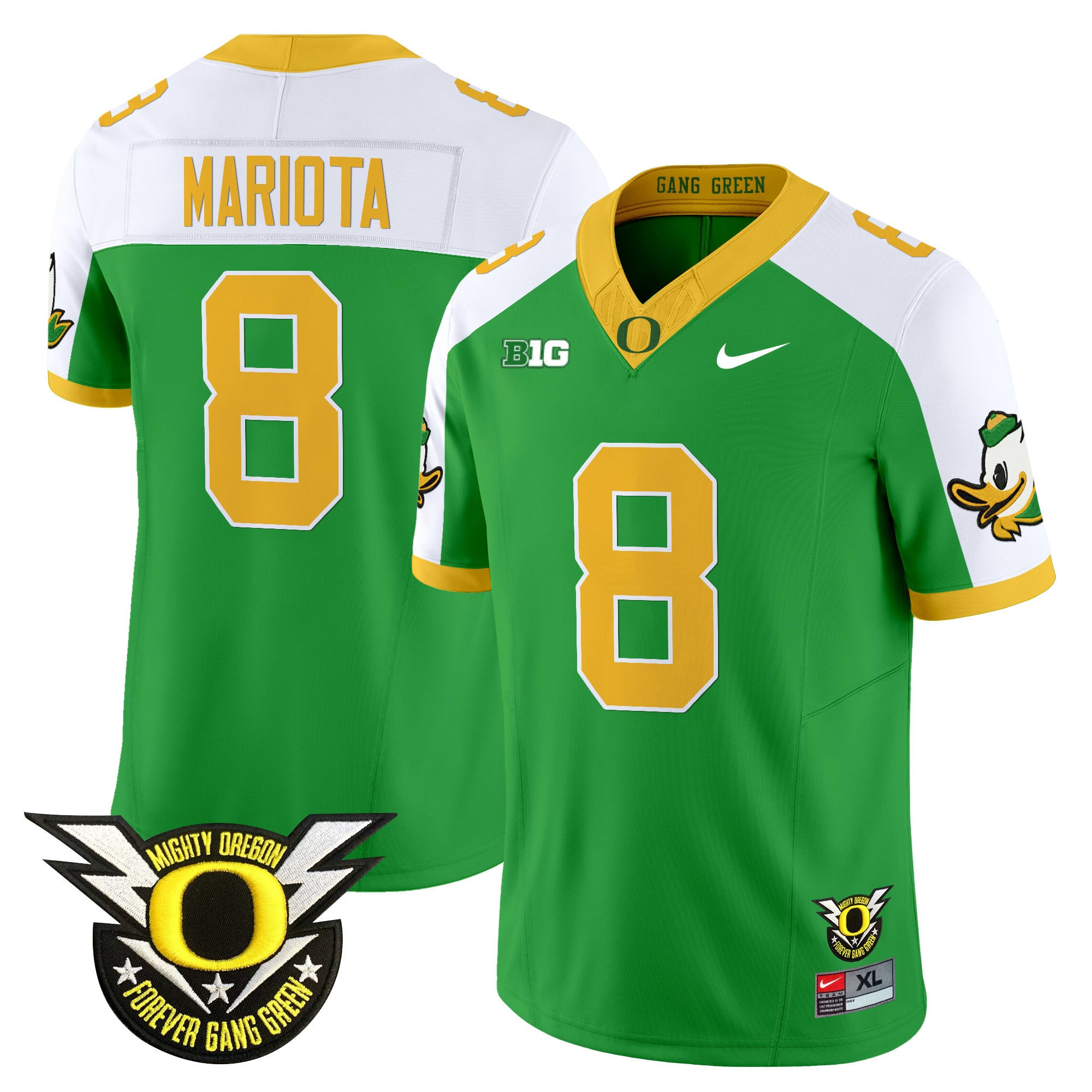 Men's Oregon Ducks 2024 Forever Gang Green & BIG Patch Vapor Limited Jersey - All Stitched