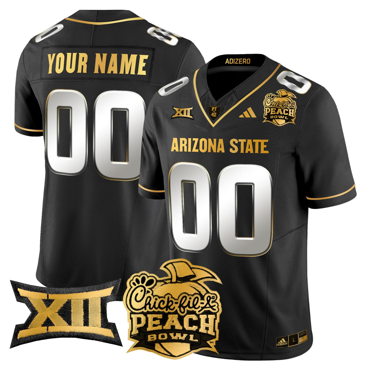 Arizona State Sun Devils 2025 Peach Bowl Gold Vapor Limited Custom Jersey V2 - All Stitched