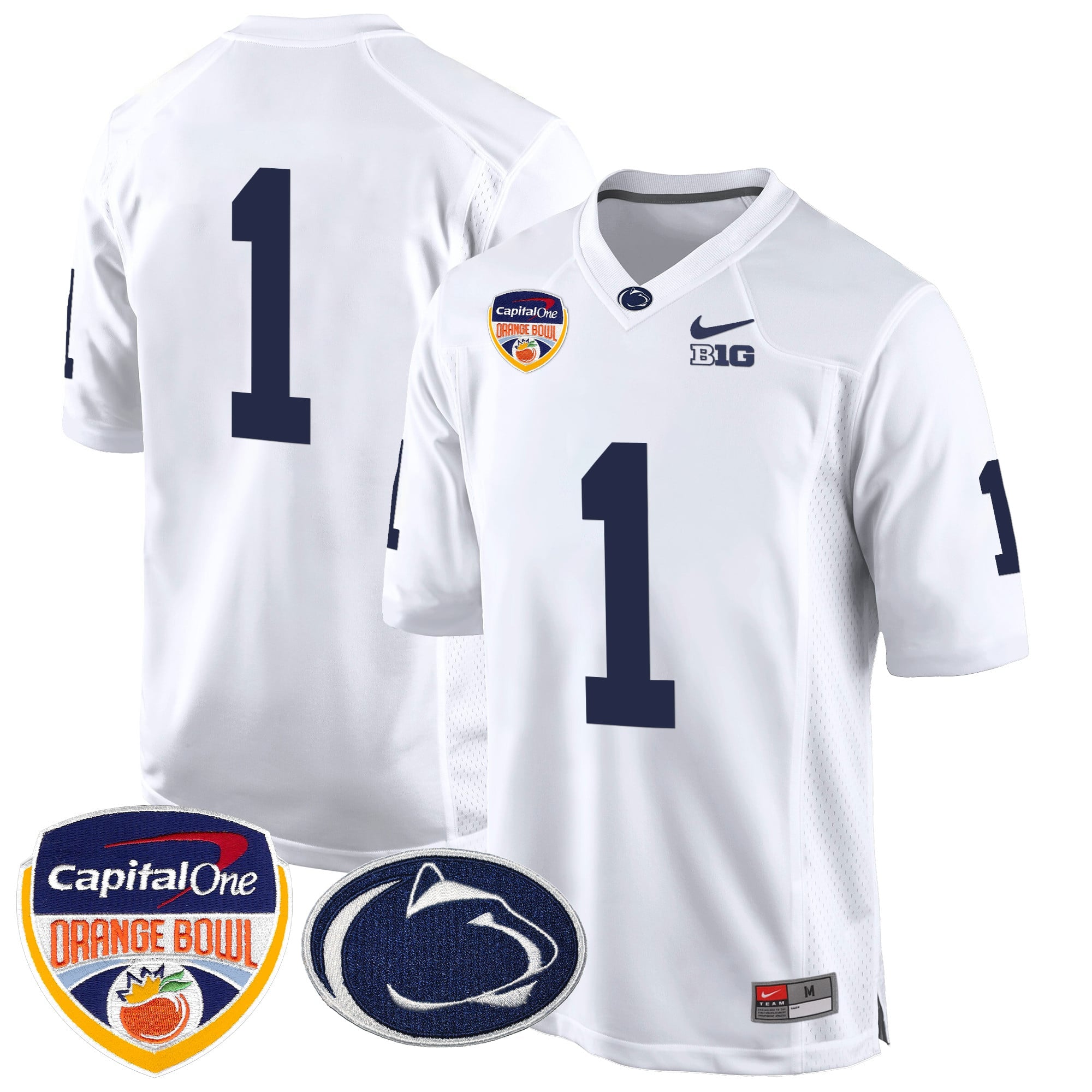 Men's Penn State Nittany Lions Orange Bowl Patch Game Jersey - All Stitched
