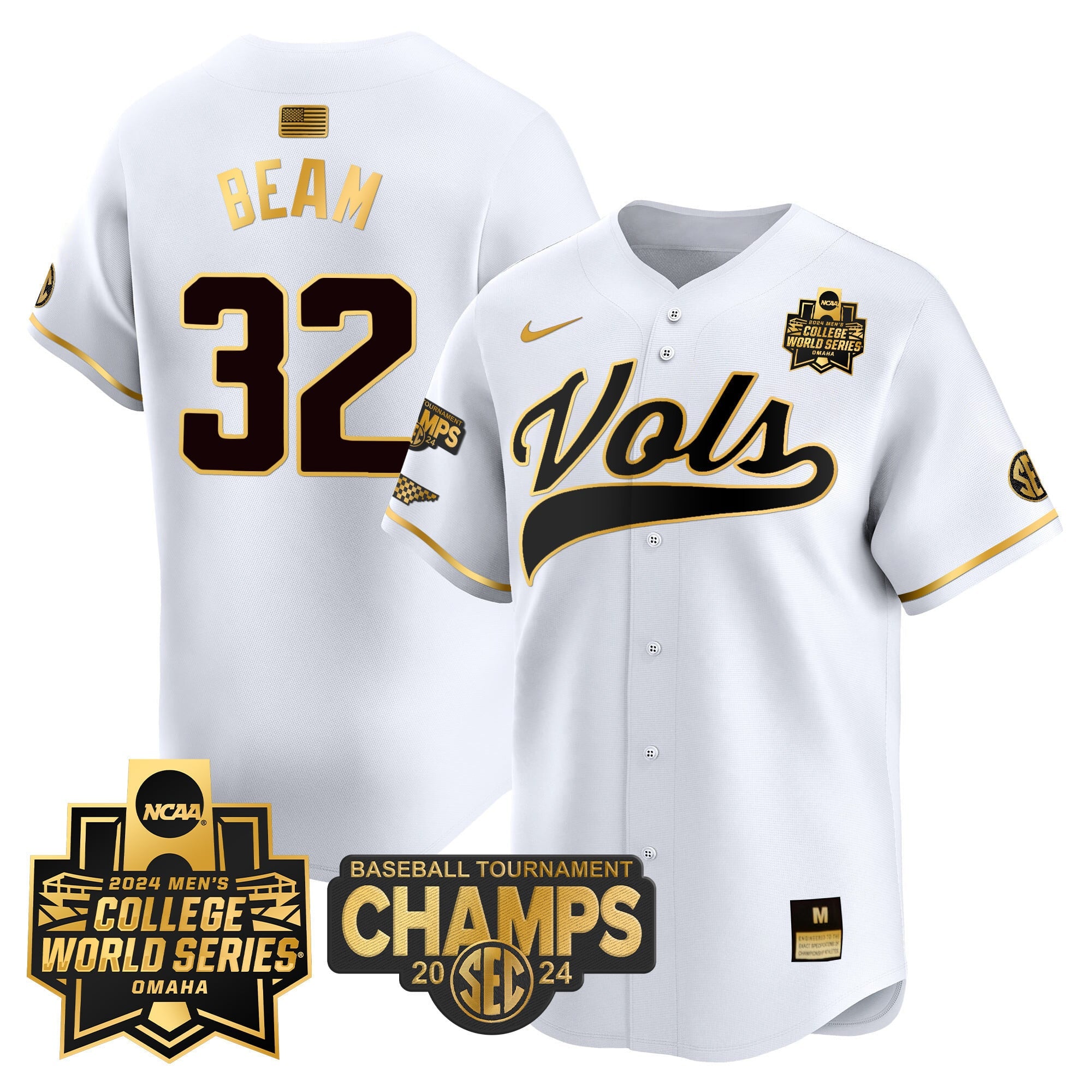 Men's Tennessee Volunteers 2024 Tournament Champs & World Series Vapor Premier Limited Jersey - All Stitched