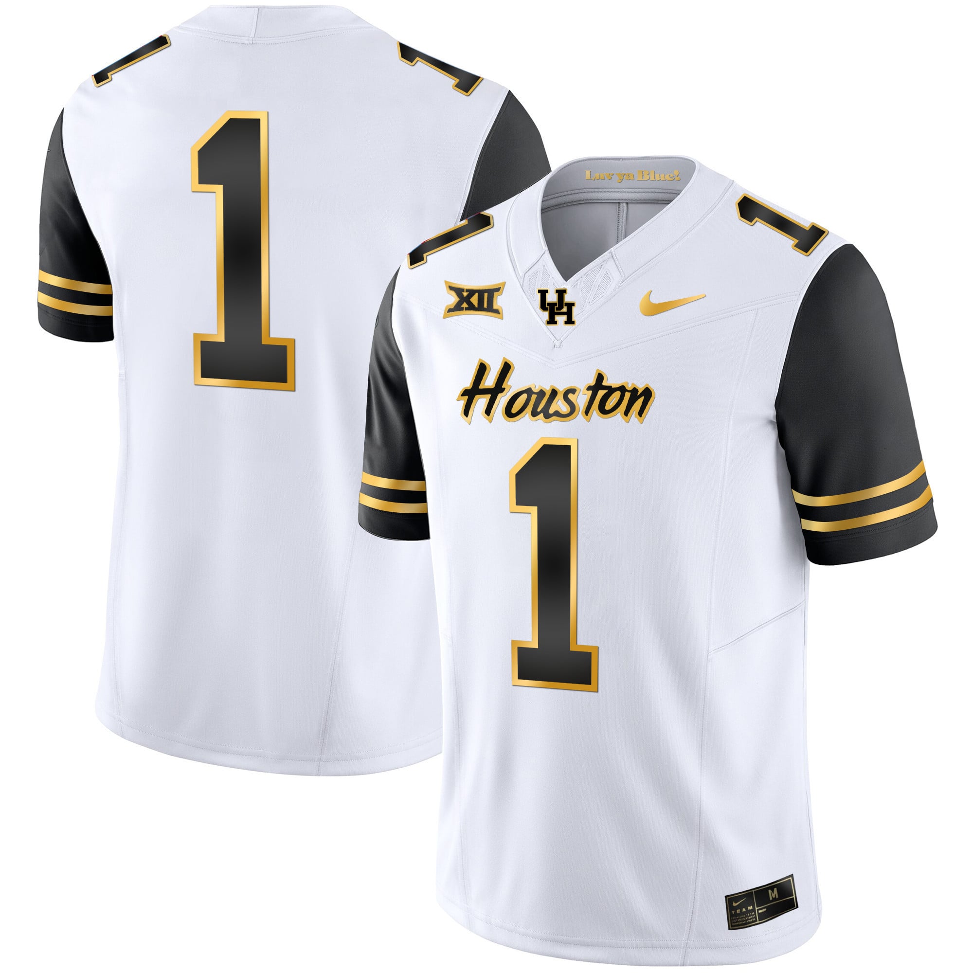 Men's Houston Cougars 2023 Oilers Inspired Gold Jersey - All Stitched