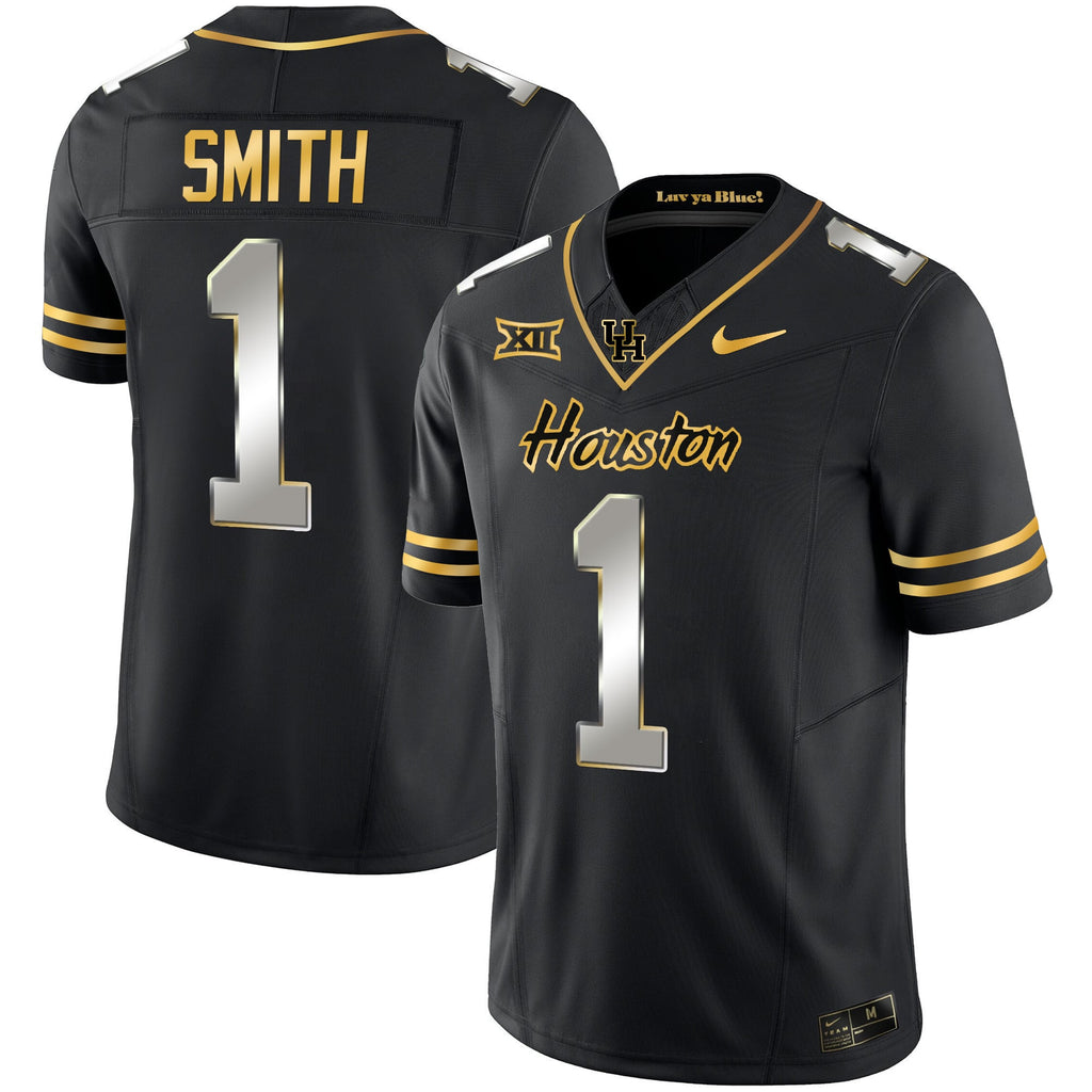 Men's Houston Cougars 2023 Oilers Inspired Gold Jersey - All Stitched