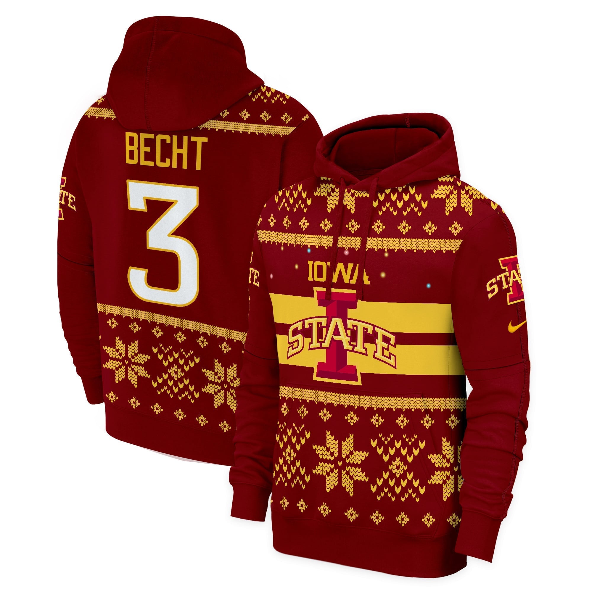 Iowa State Cyclones 2024 Christmas Fleece Pullover Hoodie - All Printed