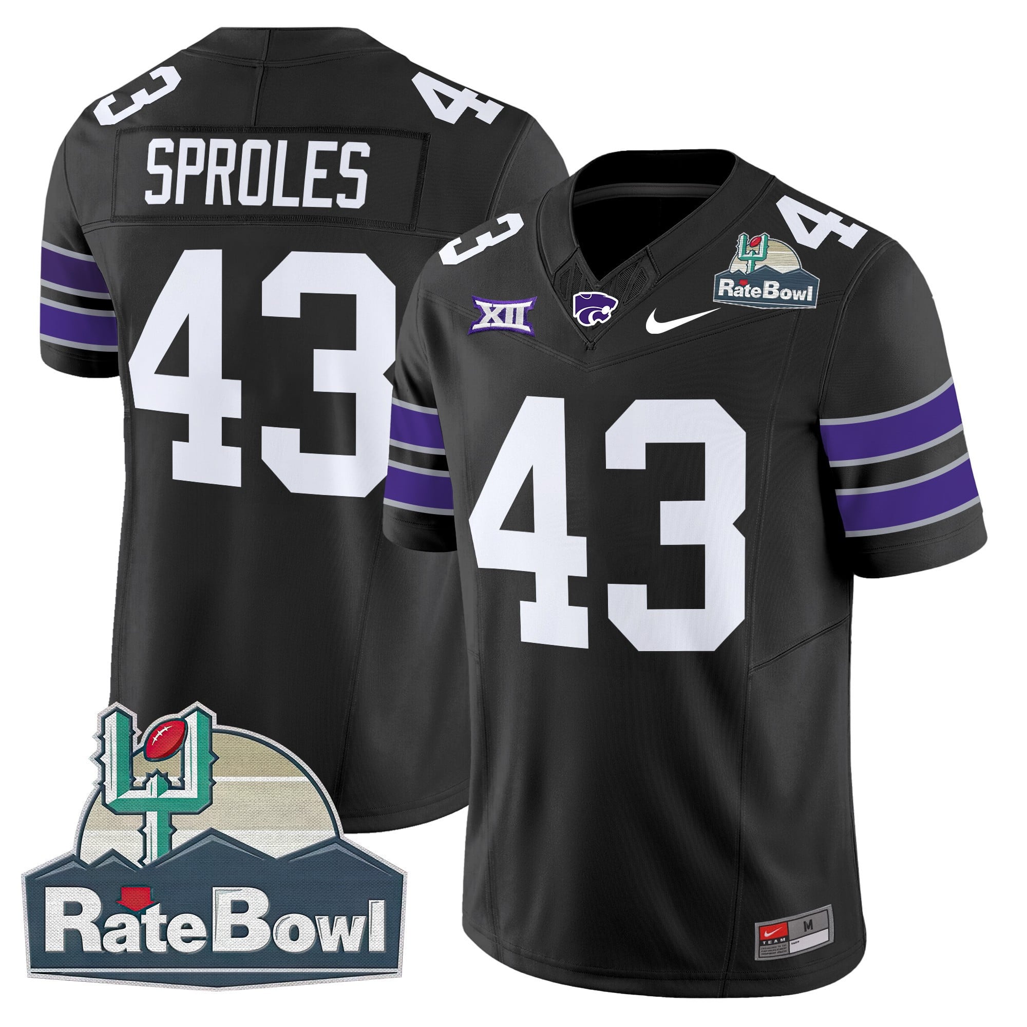 Men's Kansas State Wildcats 2025 Rate Bowl Patch Vapor Limited Jersey - All Stitched