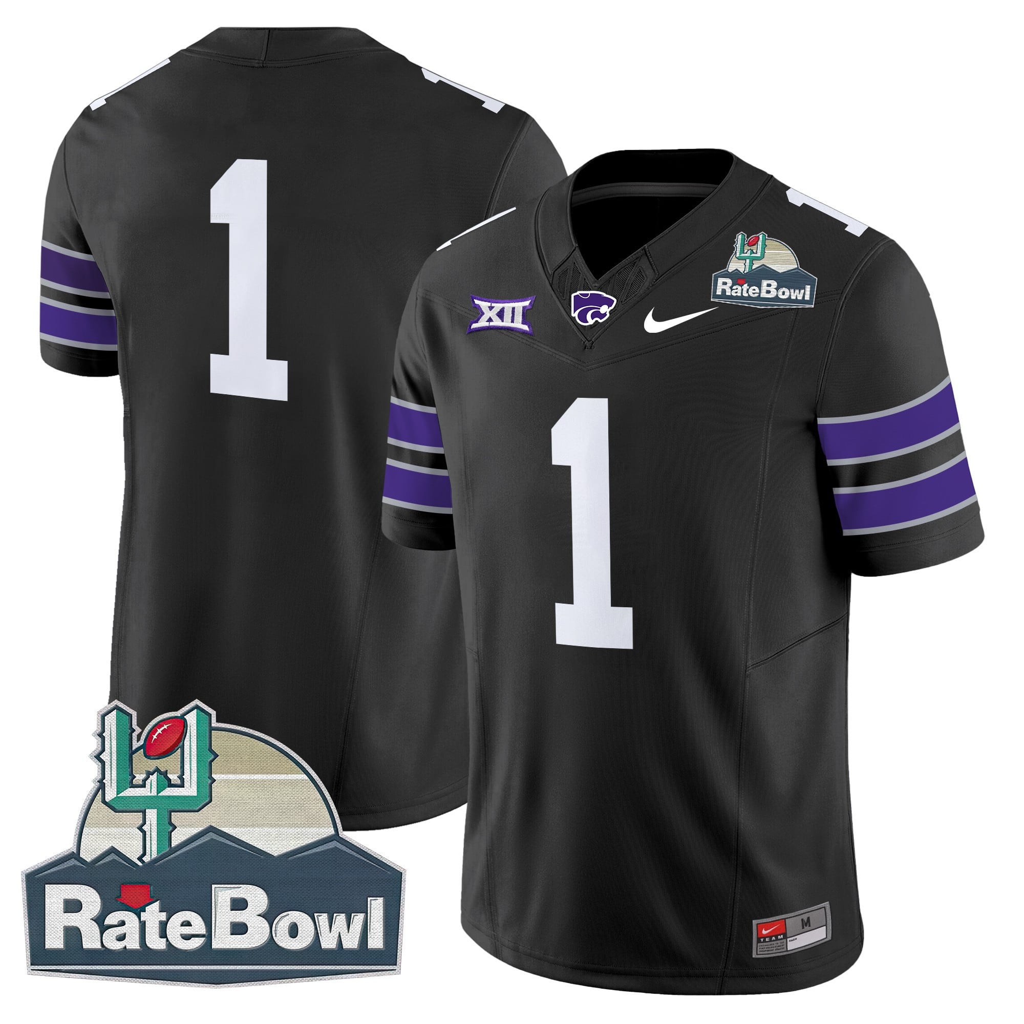 Men's Kansas State Wildcats 2025 Rate Bowl Patch Vapor Limited Jersey - All Stitched