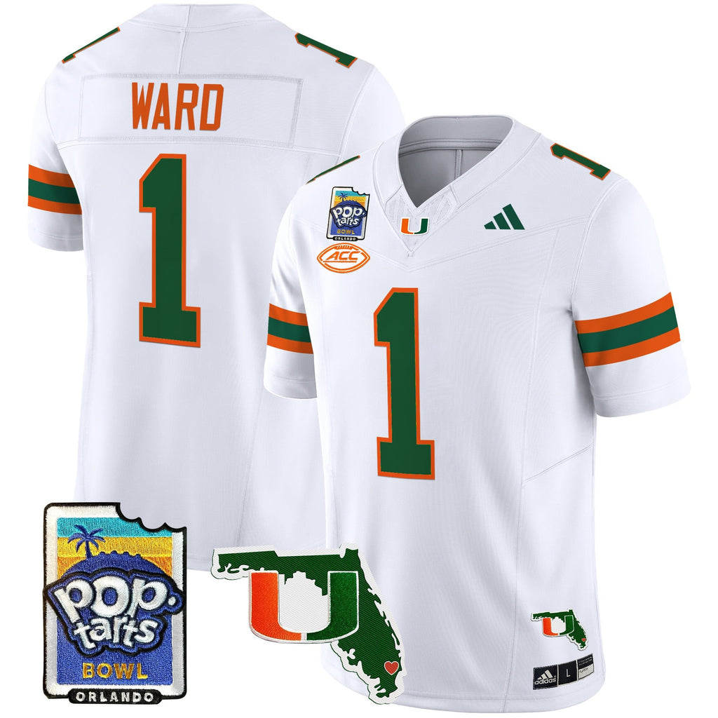 Men's Miami Hurricanes 2025 PopTarts Bowl Patch Vapor Limited Jersey - All Stitched