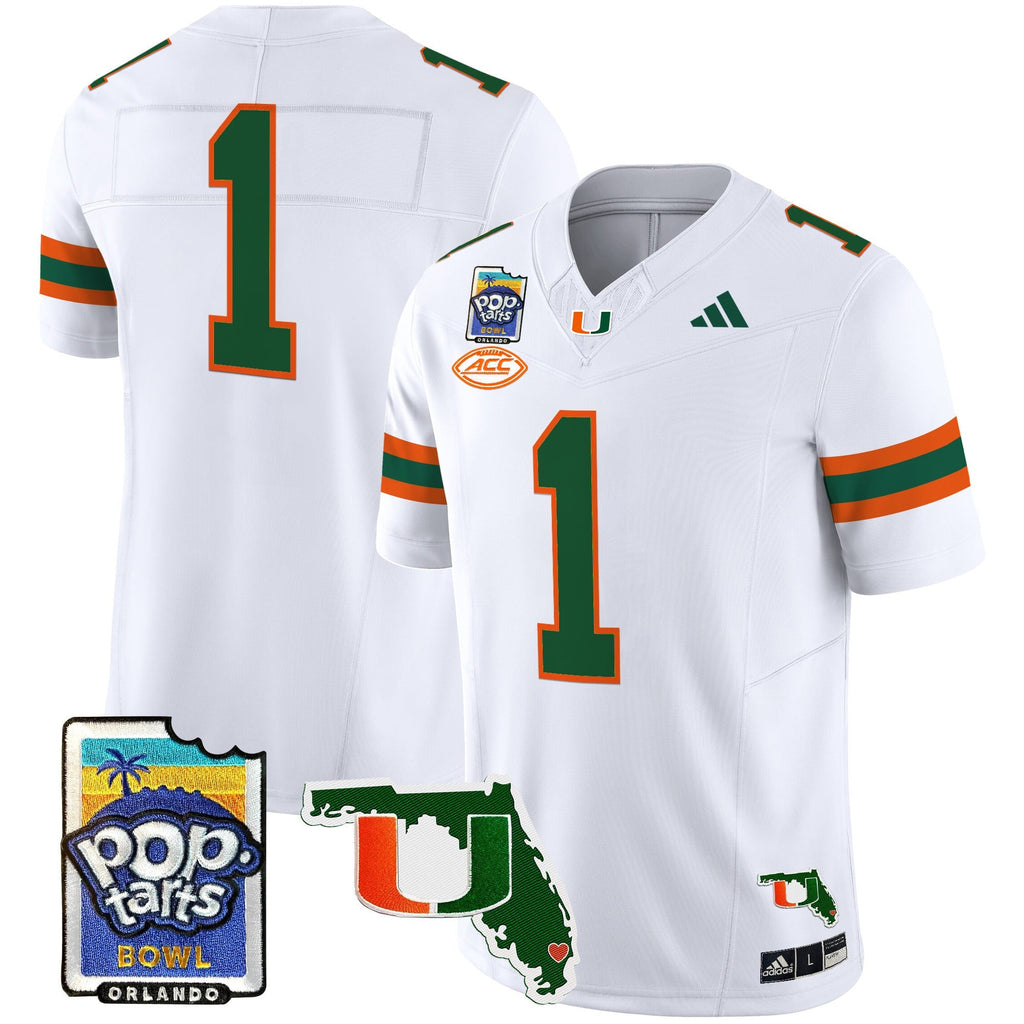 Men's Miami Hurricanes 2025 PopTarts Bowl Patch Vapor Limited Jersey - All Stitched