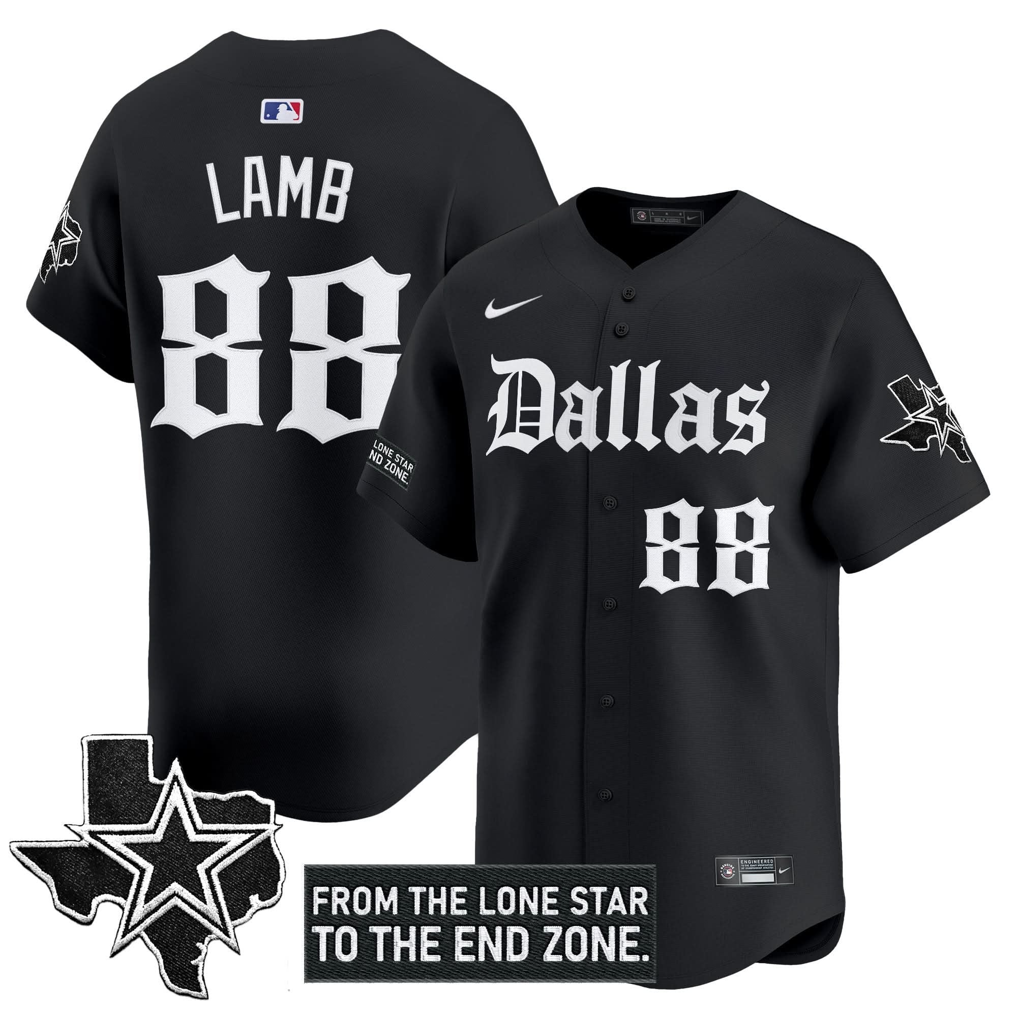 Dallas Cowboys 'Gothic Lone Star Edition' Vapor Baseball Jersey - All Stitched